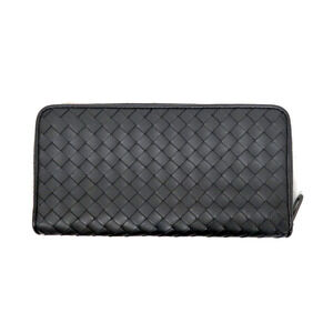 Bottega Veneta long black wallet zipper round